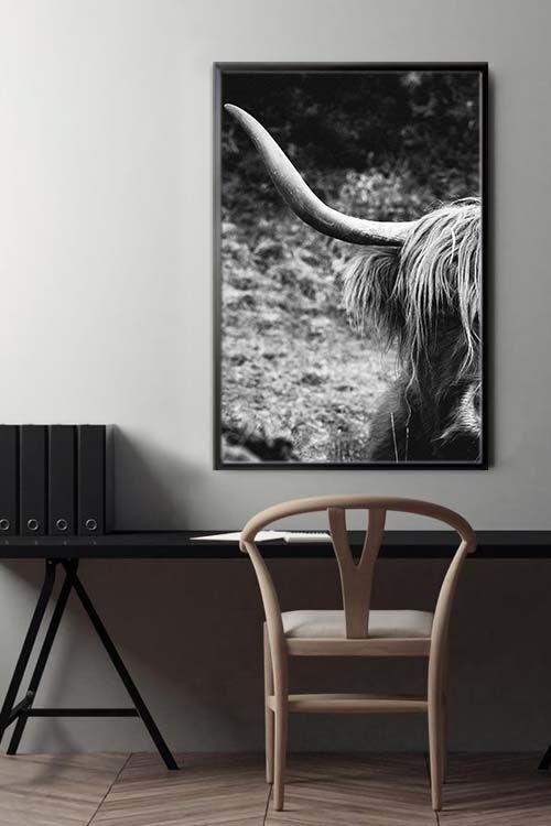 Highland Cow Black and White Poster - Artdesign