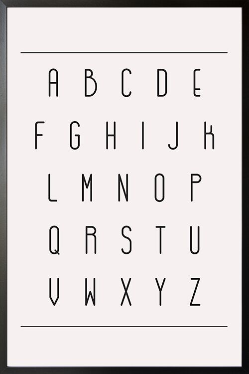 Minimalist Alphabet poster with frame